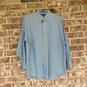 Chaps Blue Plaid Button Down Oxford Shirt